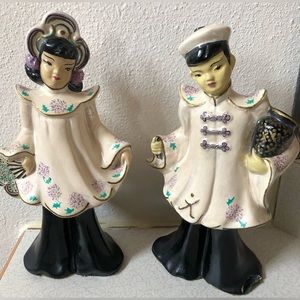 Florence Ceramics Porcelain  Figurine Set Man Woman Hand Painted  Vintage